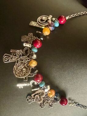 Multicolor Beaded Charm Necklace - Women's Jewelry
